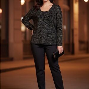 Black/Gold Sparkly Top